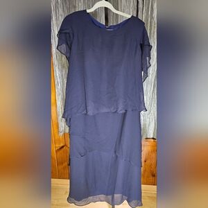 Mother Of The Bride Elegant Navy Blue Layered Dress